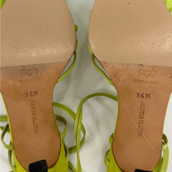 Manolo Blahnik Lime Green Orchid Heels - Picture 8 of 12